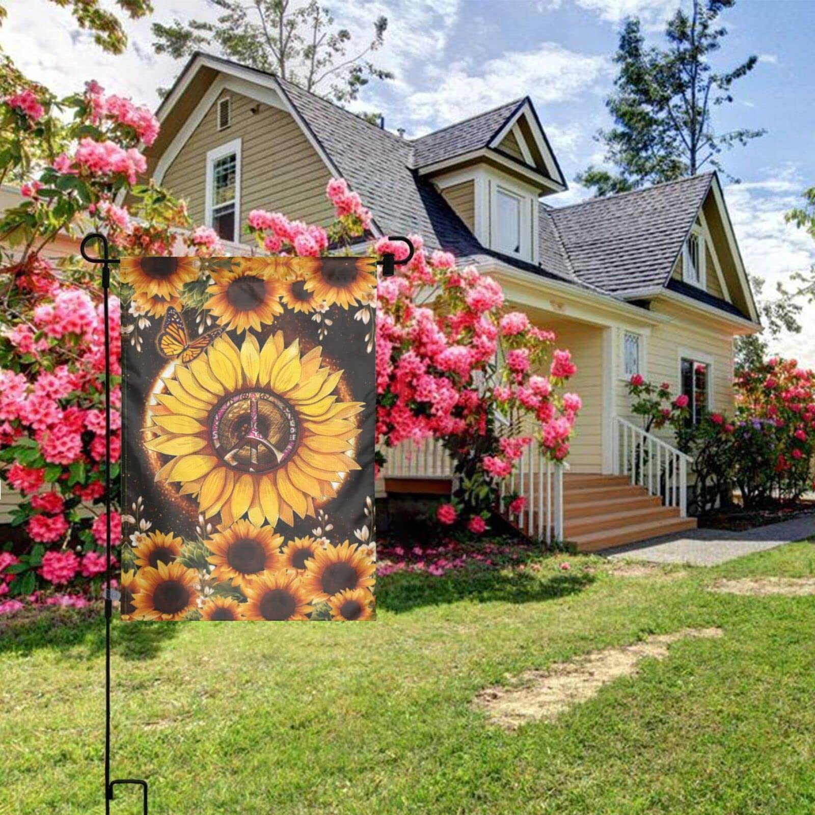 Artofy Gartenflagge 'Imagine All The People...' - Doppelseitig, Jute-Optik, 30,5x45,7 Cm, Wetterfest