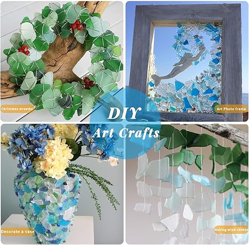 Miniatura 5 de Giftvest Vidrio de mar para manualidades, piezas de vidrio marino esmerilado de 16 onzas, relleno de jarrón, suministros de manualidades para