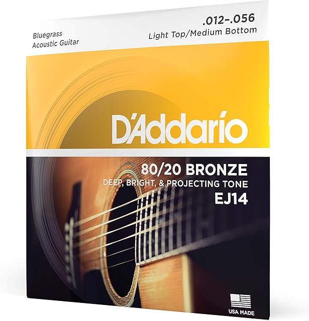D'Addario Struny do gitary westernowej | struny do gitary akustycznej | Stringi do gitary akustycznej | EJ14 zestaw brąz gitary akustycznej struny gitara gitara 012' - 056'