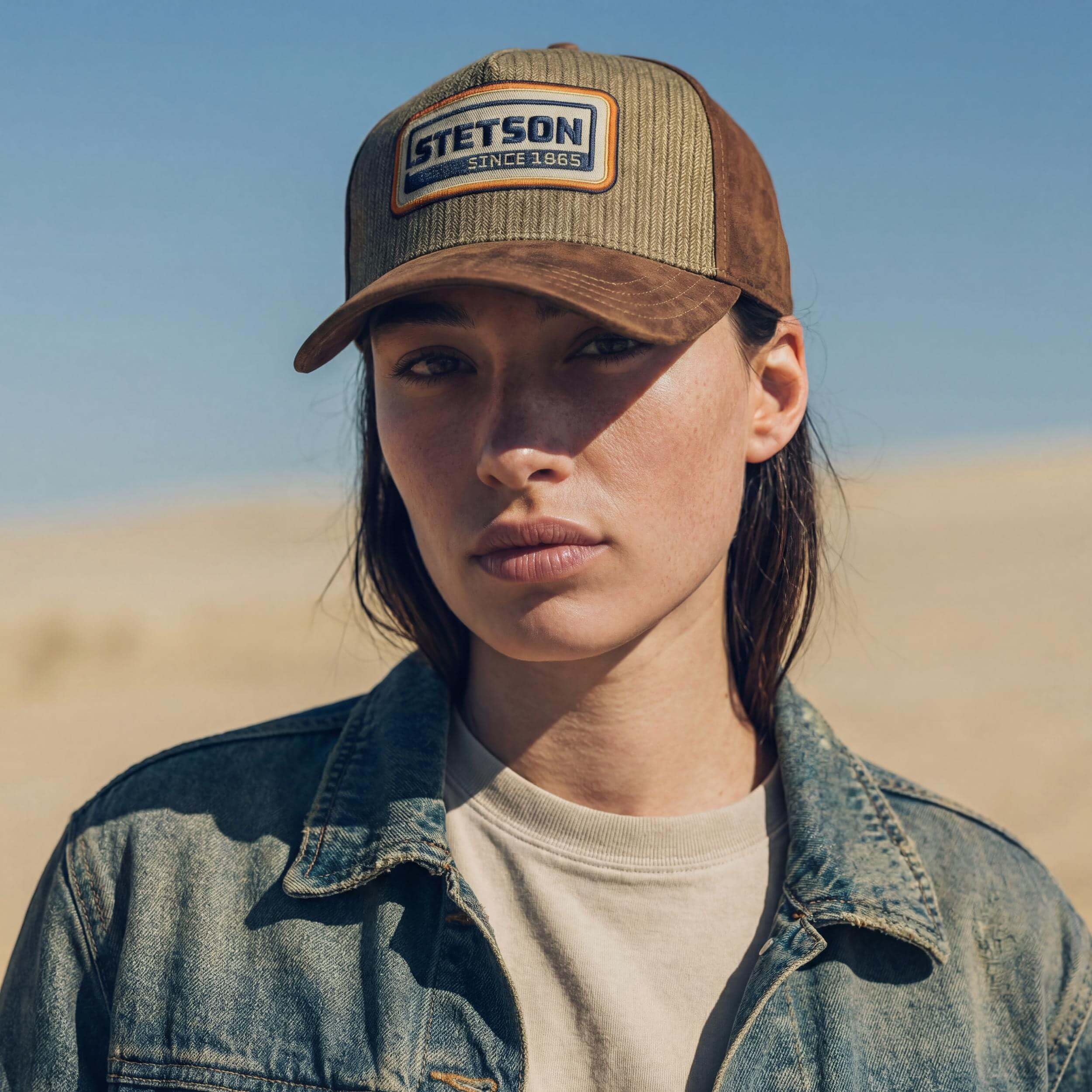 Stetson Skórzana czapka w paski retro damska/męska - metalowa klamra baseballowa, z daszkiem, podszewka, całoroczna wiosna, lato, jesień, zima