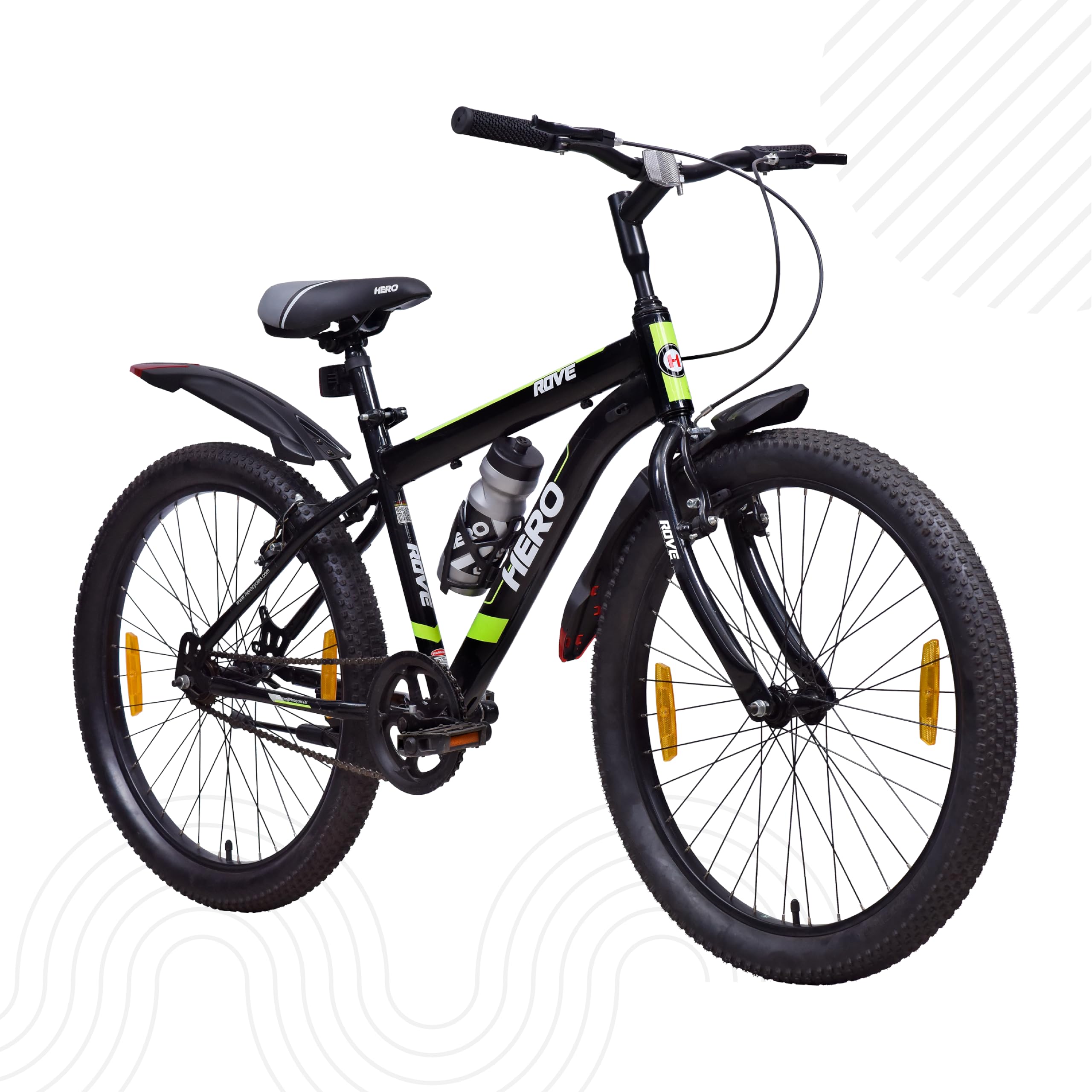 Hero Rove Sports 24T Bicycle for Mens | Rigid Suspension | V Brake | Black-Lime Green | Frame:15.5 Inches | 95% Assembled Cycle(Ready to Ride in 5 Min)-image-11