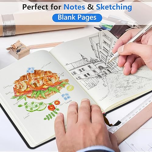 Miniatura 3 de Diario en blanco para hombres y mujeres, 160 páginas en blanco para escribir, dibujar, cuaderno de bocetos, cuaderno de bocetos de cuero de 5.9 x