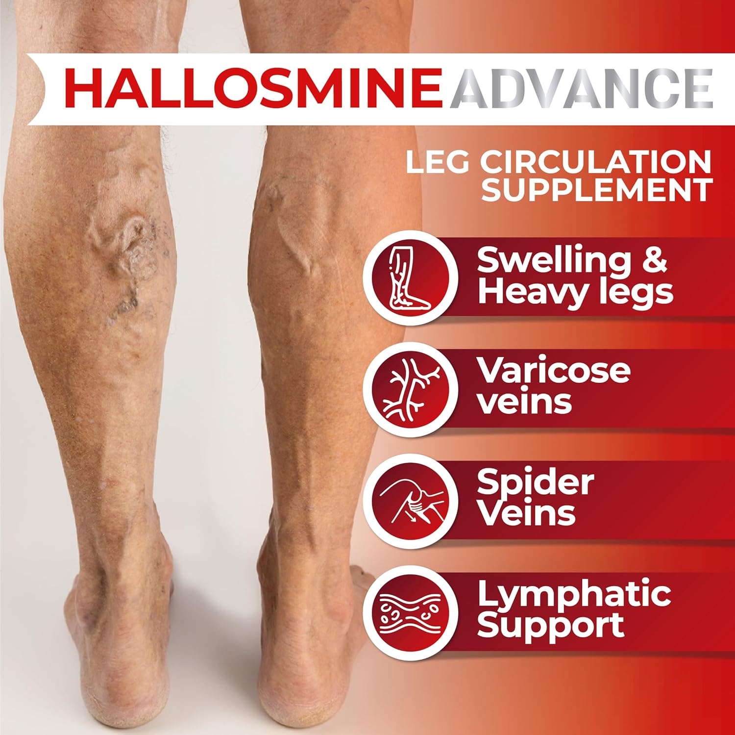 Hallosmine Advance - Blood Circulation & Vein Support Supplement, Diosmin 1000mg + Free Vein Cream | Leg Circulation, Visible Veins, Spider Veins, Blood Flow, Swelling & Heavy Legs | 60 capsules - Image 6