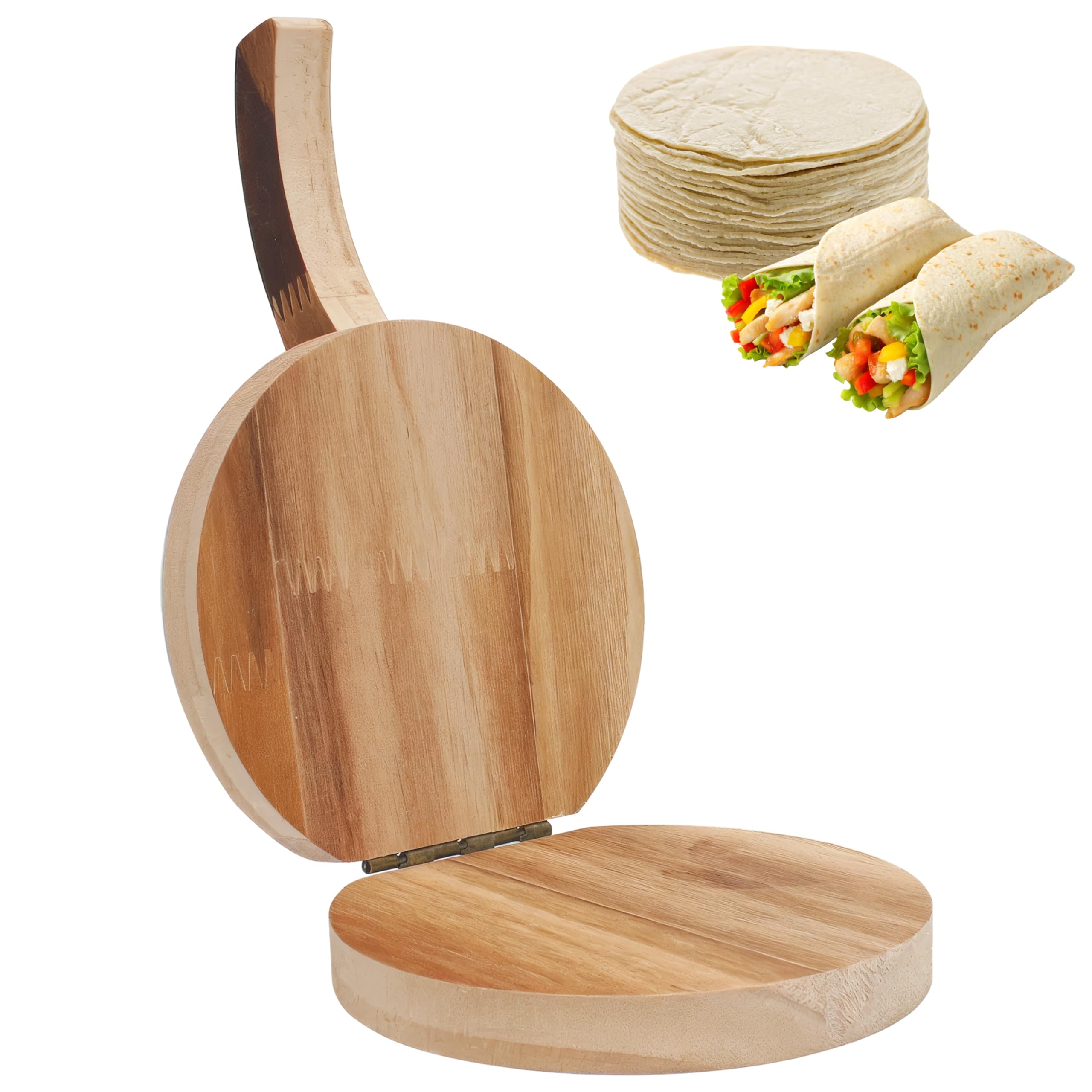 4.72" Wooden Tortilla Press, Dumpling Presser Wrapper for Making Manual Corn Tortillas Sugar Pancakes Ravioli Pancakes Pizza-image-40