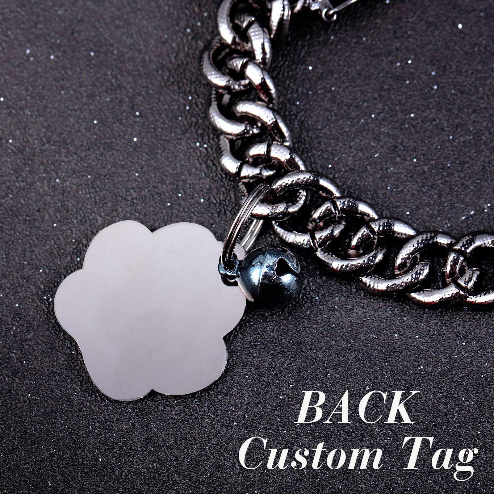 Hillban Collar de gato con cadena de diamantes con purpurina, collar de metal con hebilla segura, collar para mascotas con dije de pata, accesorios de joyería con etiqueta de identificación para gatos