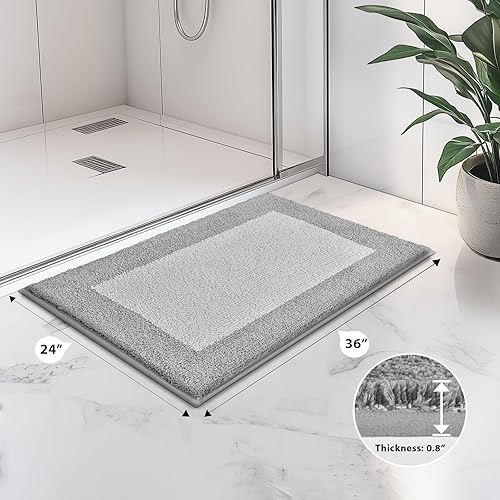 Miniatura 2 de Alfombras de baño de 24 x 36 pulgadas, antideslizantes, extrasuaves, absorbentes, lavables a máquina, de secado rápido, para suelo de baño, ducha,