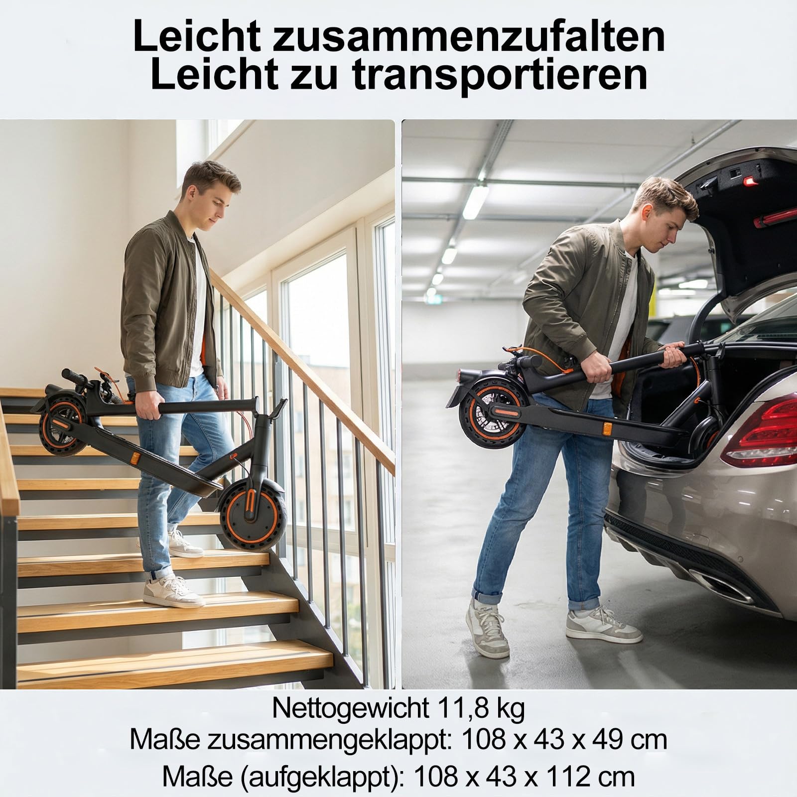 TODIMART E Scooter mit Straßenzulassung T-Serie mit APP, 30-35km Reichweite, 350W Motor, 8,5 Zoll Wabenreifen, Duales Bremssystem E Roller für Erwachsene