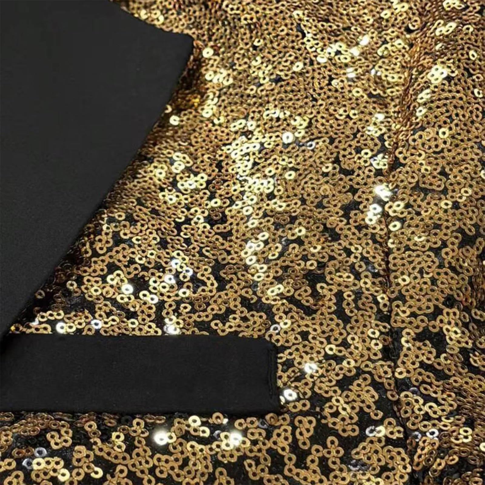 Pailletten Sakko Herren Glitzer Jacket Karneval Anzug Männer Anzugjacken Fasching Jacke Glitzerjacke Silvester Party Outfit Performance-Kostüm Pailletten 70Er Jahre Disco Retro Blazer Pailletten Jacke