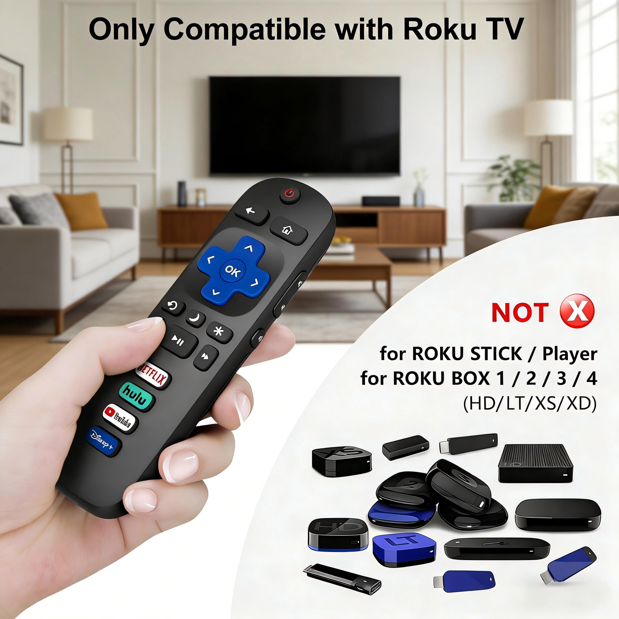 Confezione da 36 pezzi: ricambio universale per telecomando TV Roku, compatibile con TV TCL/Hisense/Onn/Sharp/Philips (non per Roku Stick/Box)