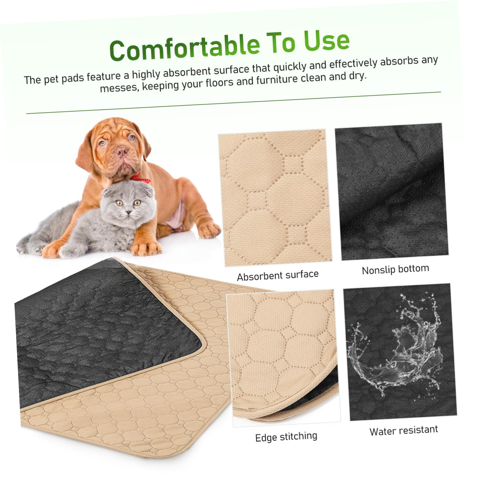 Toyvian 2piezas Almohadilla y Anti-orinar para Gatos de Material Absorbente para Entrenamiento de Baño Empapador Lavable para Perros Empapador para Camas de Mascotas Unidades