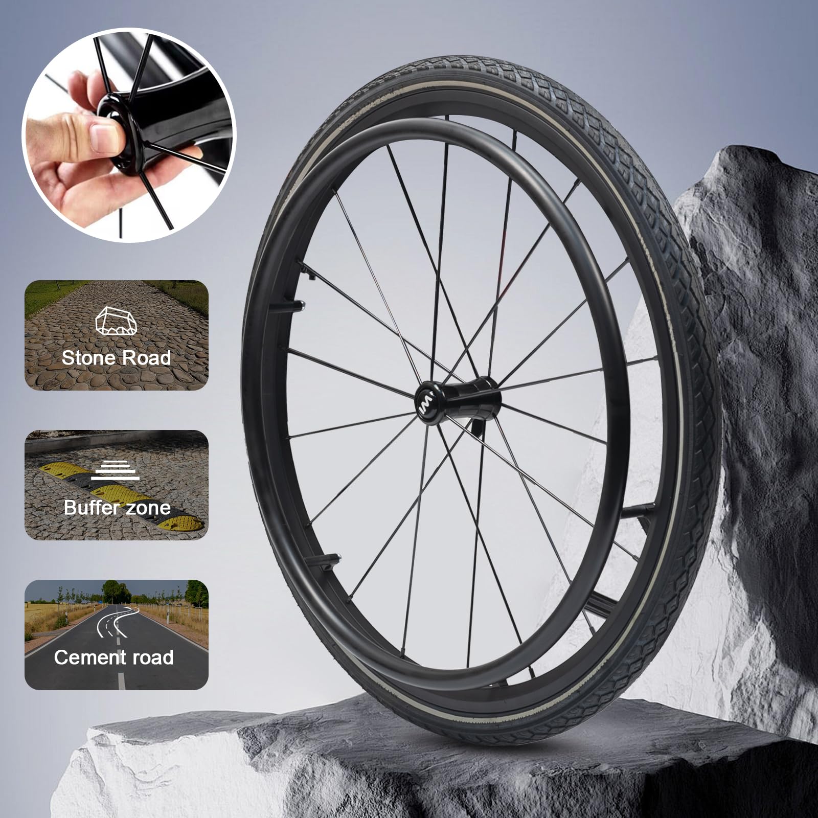 Silla de ruedas deportiva ultraligera, plegable, todo terreno, autopropulsada, manual con antivuelco, aleación de aluminio, ruedas traseras de 24 pulgadas, silla de ruedas de transporte