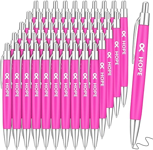 50 bolígrafos de cáncer de mama a granel, color rosa, morado, naranja, listón, bolígrafo de concienciación, pulseras antiviolencia, conciencia sobre