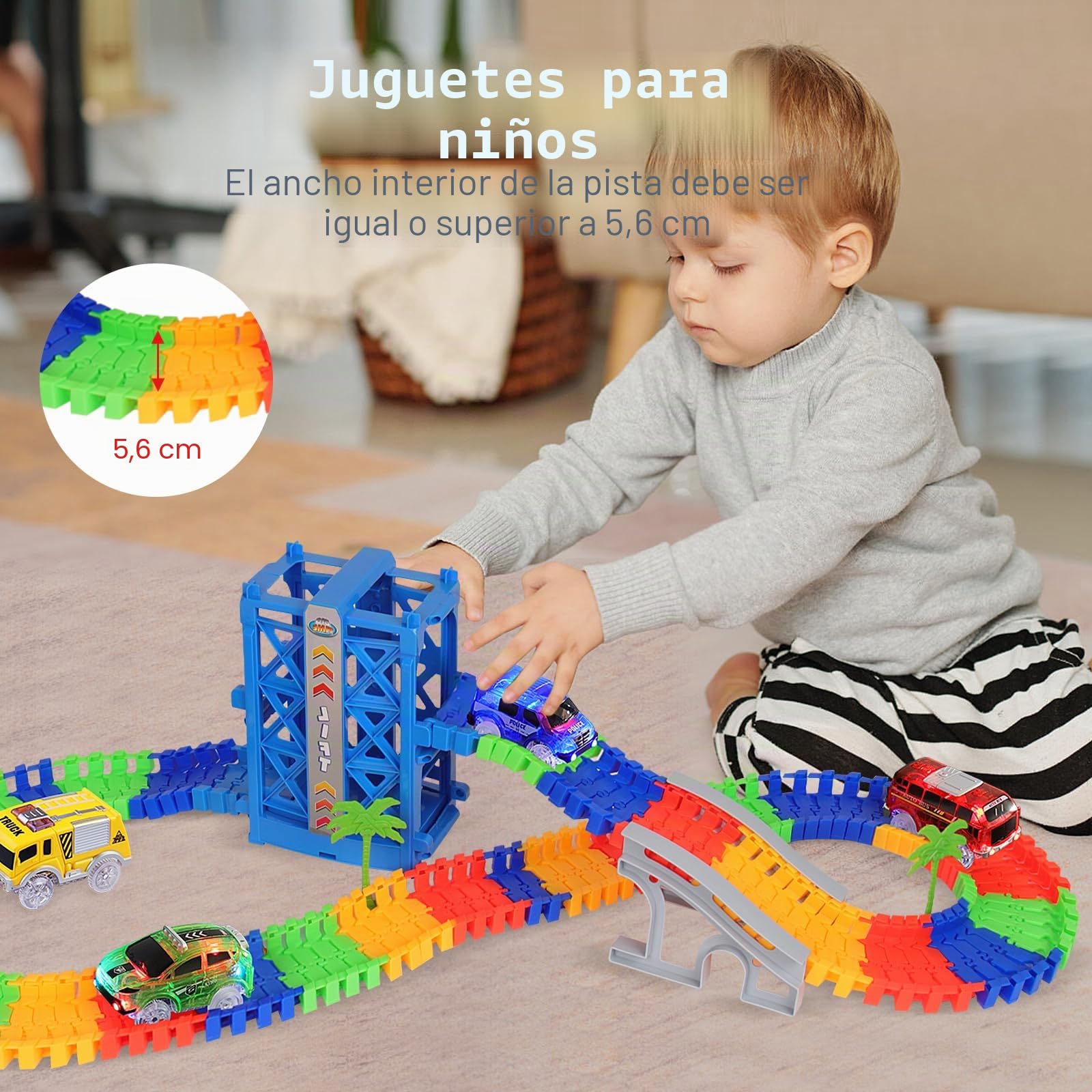 Coches Para Niños Mágicos Que Brillan en la Oscuridad - Paquete de 4 Autos de Pista Con Accesorio Compatible Con La Mayoría de Las Pistas - Para Edades 2-8 Años