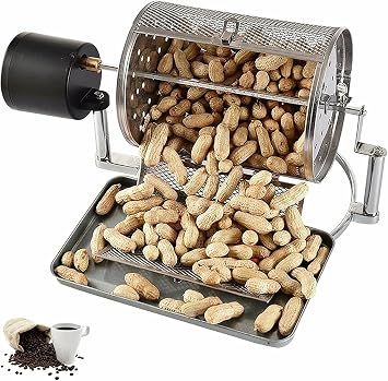 Electric Coffee Roaster, Stainless Steel Drum Coffee Bean Roaster, Strong Heat Preservation Capacity and Low Noise, for Roasting Coffee, Green Beans and Peanuts