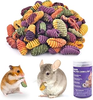 ERKOON Golosinas de chinchilla, juguetes masticables para dientes para conejo, cobaya, jerbo, rata, hámster enano (tamaño pequeño)
