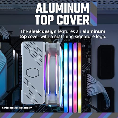 Miniatura 9 de Cooler Master Hyper 212 Halo - Enfriador de aire de CPU blanco ventilador MF120 Halo doble bucle ARGB cubierta superior de aluminio 4 tubos de calor