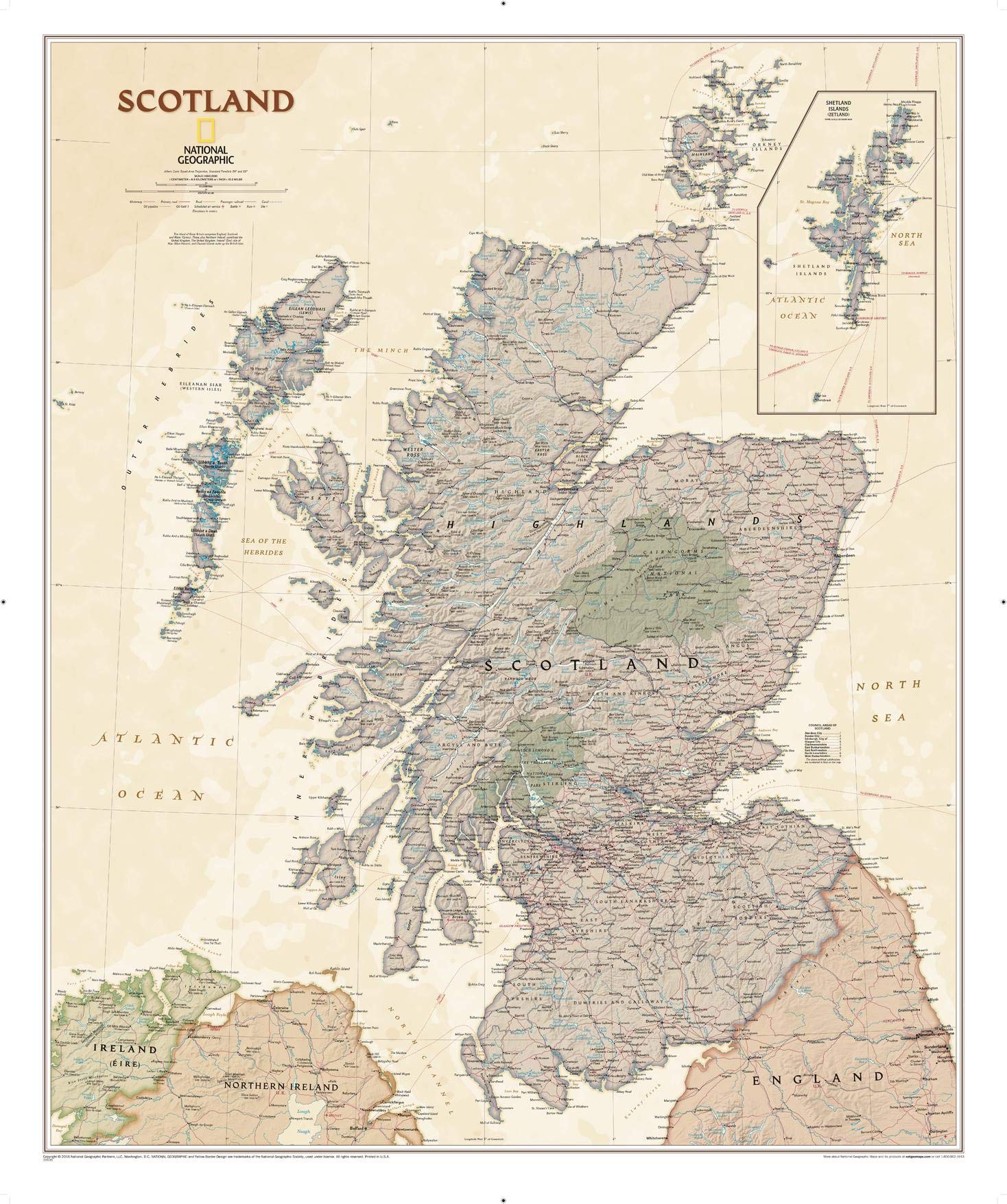 National Geographic Scotland Wall Map - Executive (30 x 36 in) (National Geographic Reference Map)