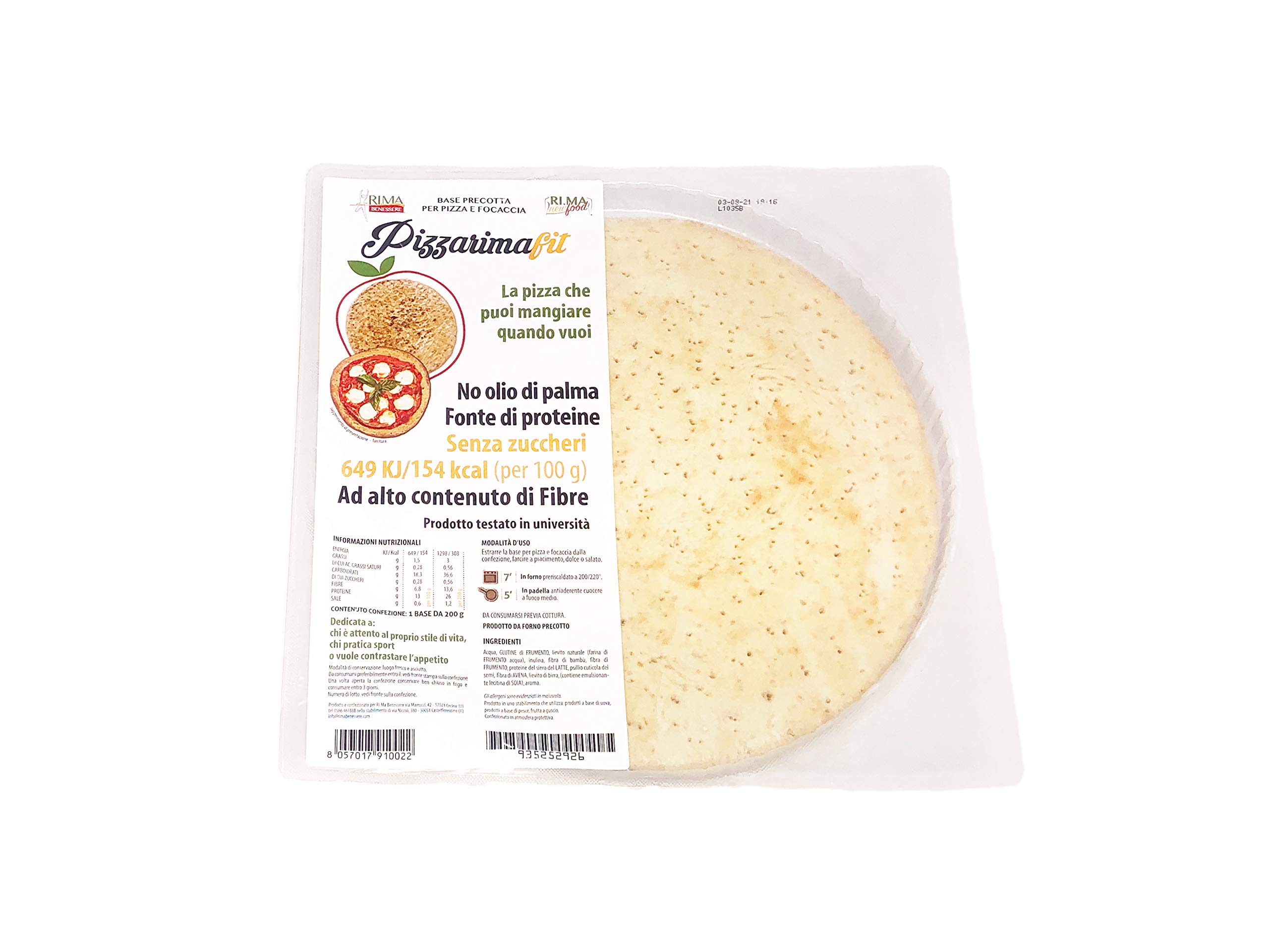 Pizza Dietetica Rima Benessere x3, confezione da 3 pz. base per pizza o focaccia dietetica precotta. - 3