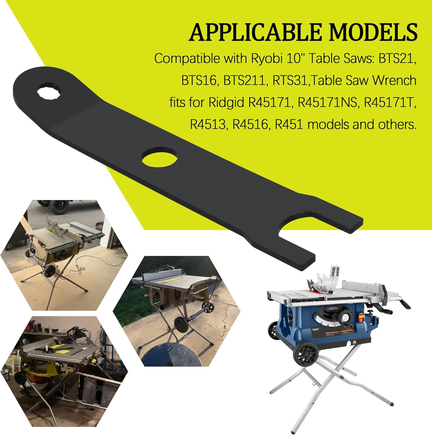 Table Saw Wrench 089240020104 0134010331 for Ridgid Table Saw R4513 R45171 R45171NS R45171T,Blade Wrench Compatible with Ryobi Table Saws BTS21 BTS21 BTS16 BTS211 RTS31 (Set of 2)