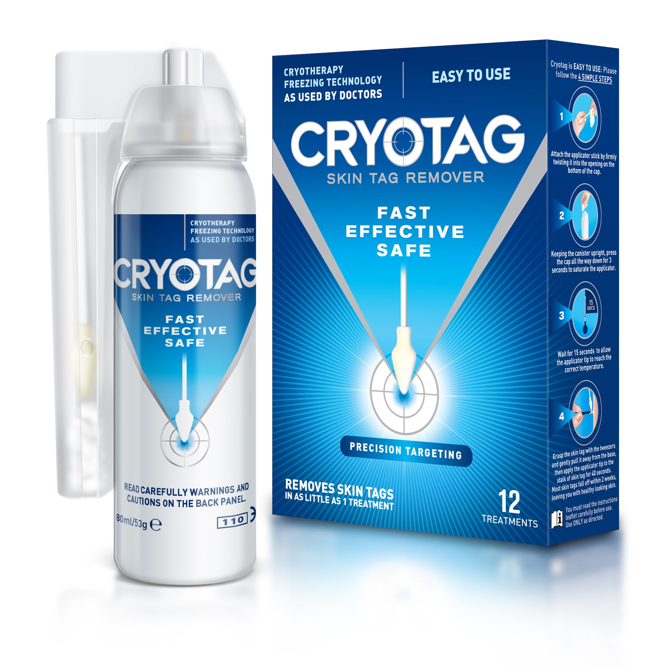 Cryotag Skin Tag Remover - Fast Effective Safe - Up to 12 Treatments -
