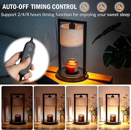 Miniatura 2 de Dexnump Lámpara calentadora de velas con 2 bombillas, calentador eléctrico para velas en frascos, lámpara totalmente regulable, portavelas