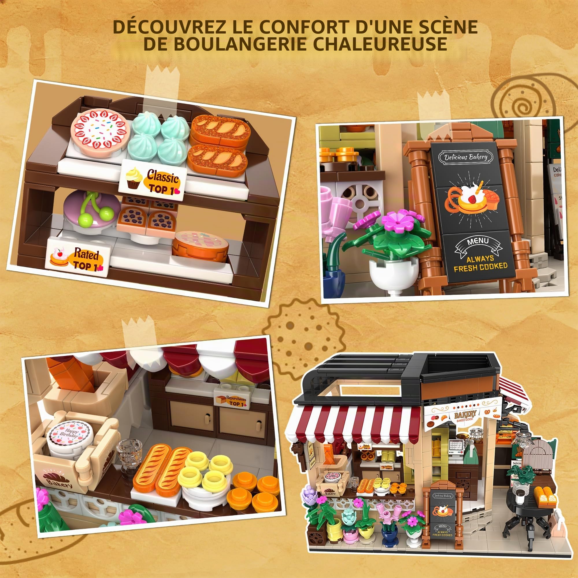 TYCOLE Jeu de Construction City Baking House, 1200 Pièces, sur Le Thème de la Gastronomie, Décoration Amusante pour la Maison et Le Bureau, Cadeau pour Les Enfants de 6 Ans et Plus et Les Adultes