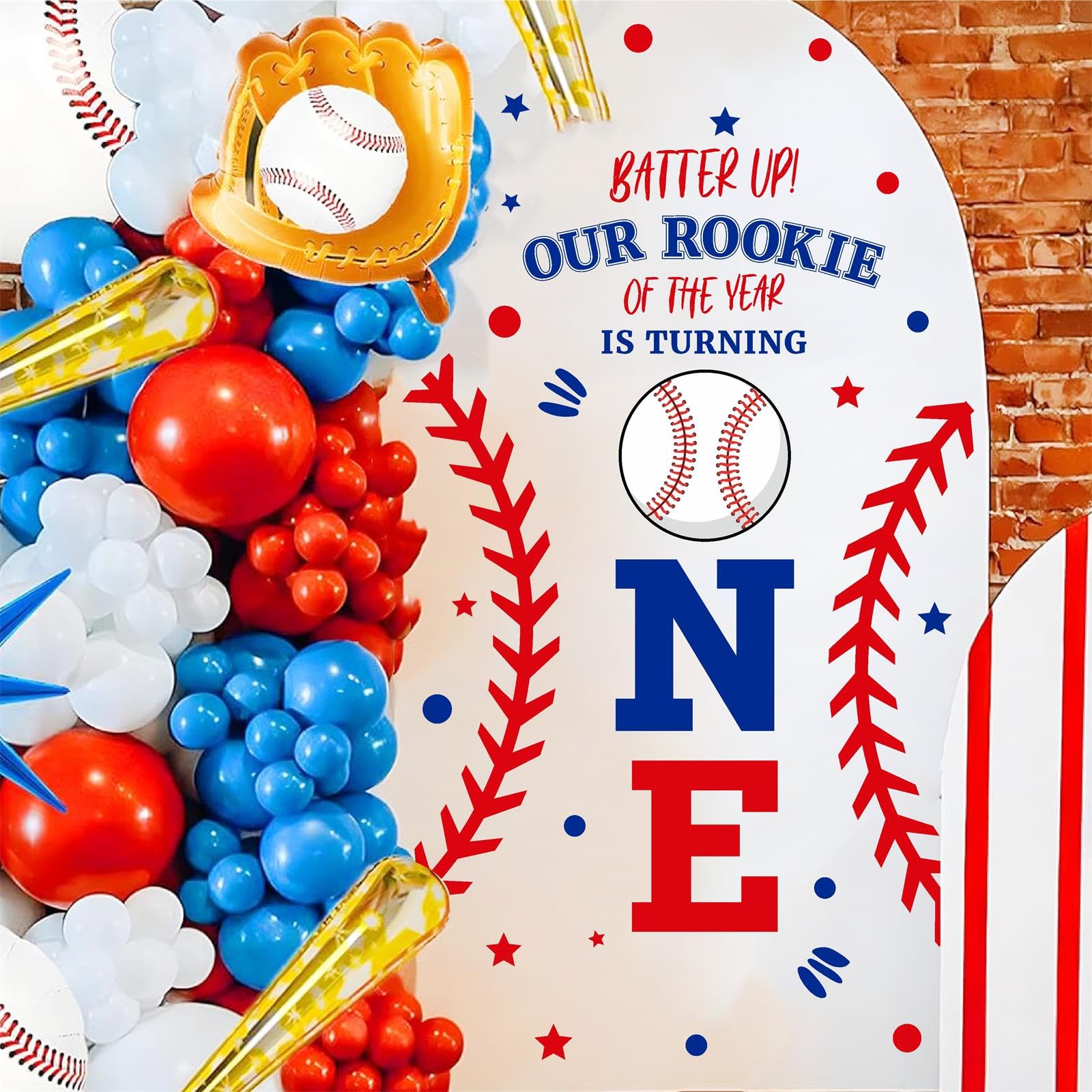 Baseball Theme First Birthday Arch Decals - Rookie Of The Year Backdrop Stickers For Baby Boy - View #11