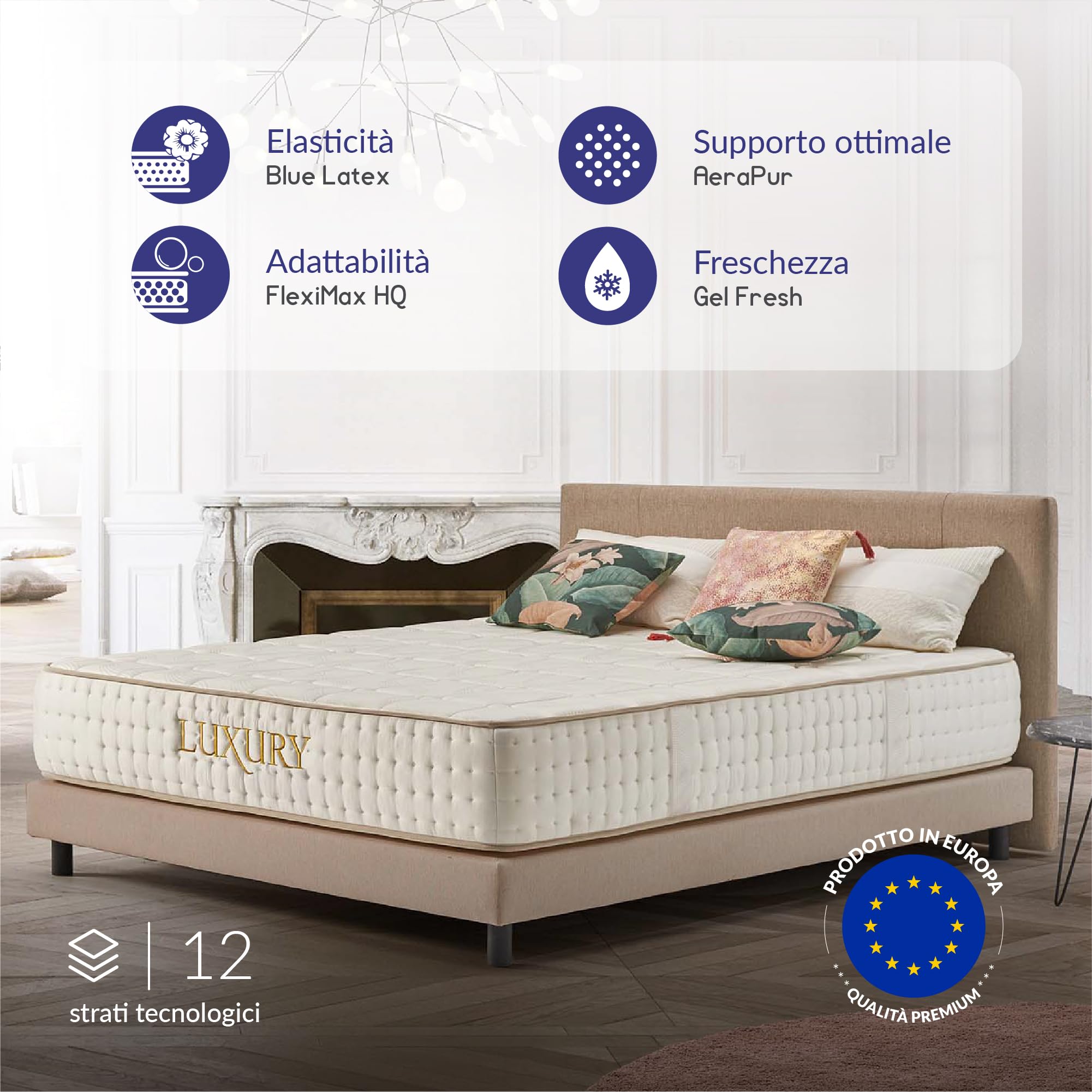 Naturalex - King Size Materasso 180x200 cm - Alto 30 cm