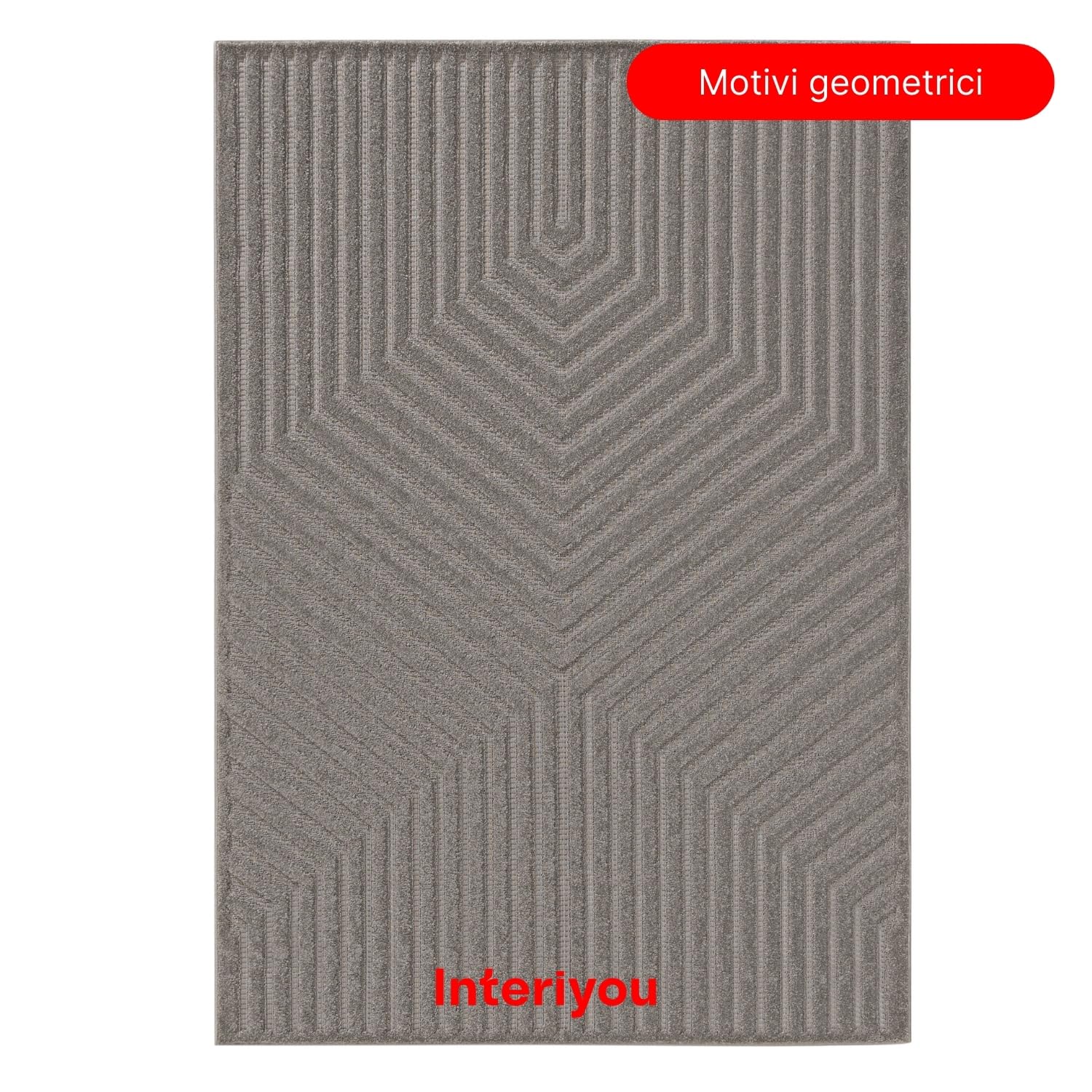 Interiyou Tappeto salotto pelo corto Lecce - 120x170 cm Grigio Chiaro - Stile boho scandinavo con effetto 3D alto-basso - Piatto con motivo geometrico