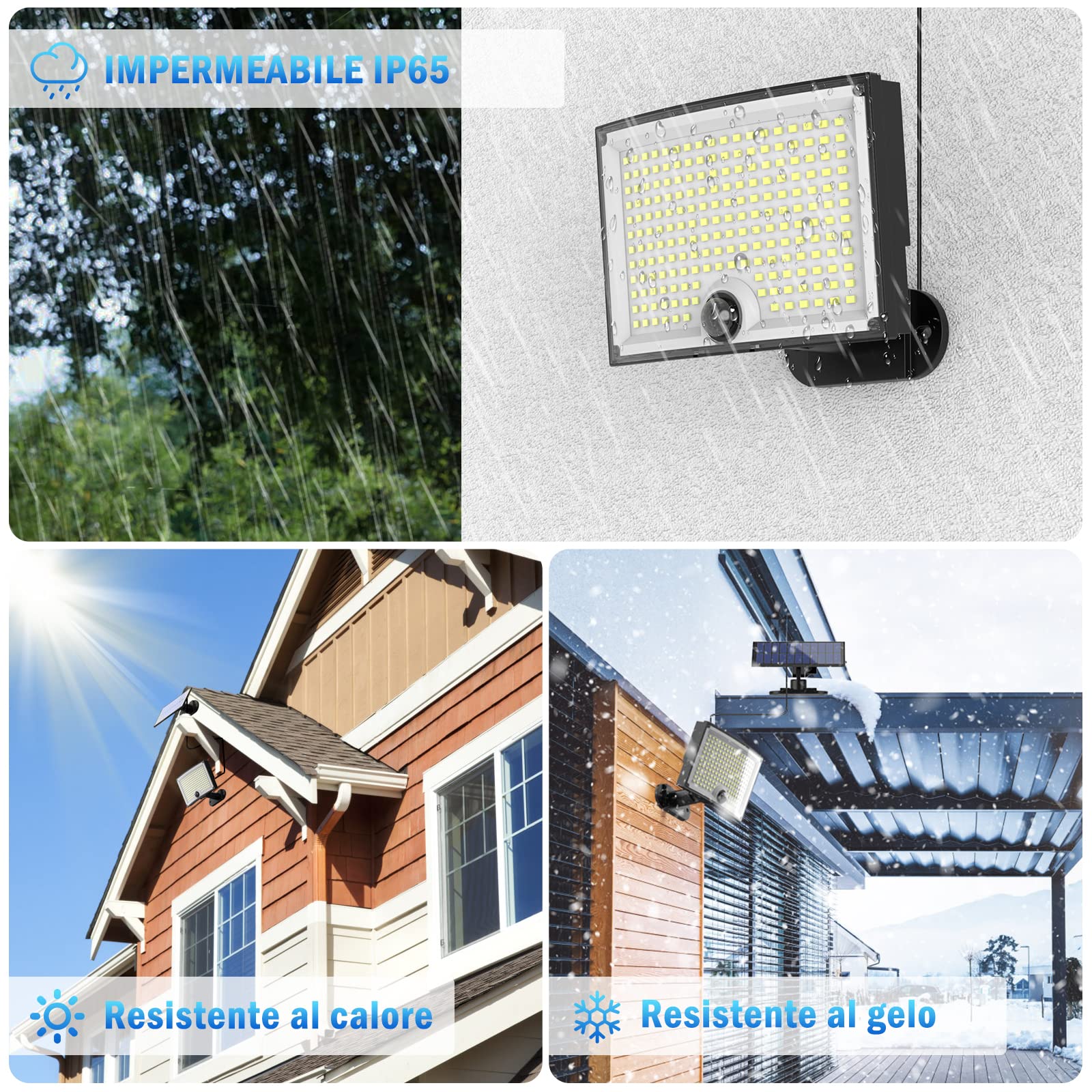 KagoLing 202 luci solari a LED per esterni con sensore di movimento, impermeabilità IP65, angolo di illuminazione 120°, confezione da 2 luci da parete solare per giardino con cavo da 5 m
