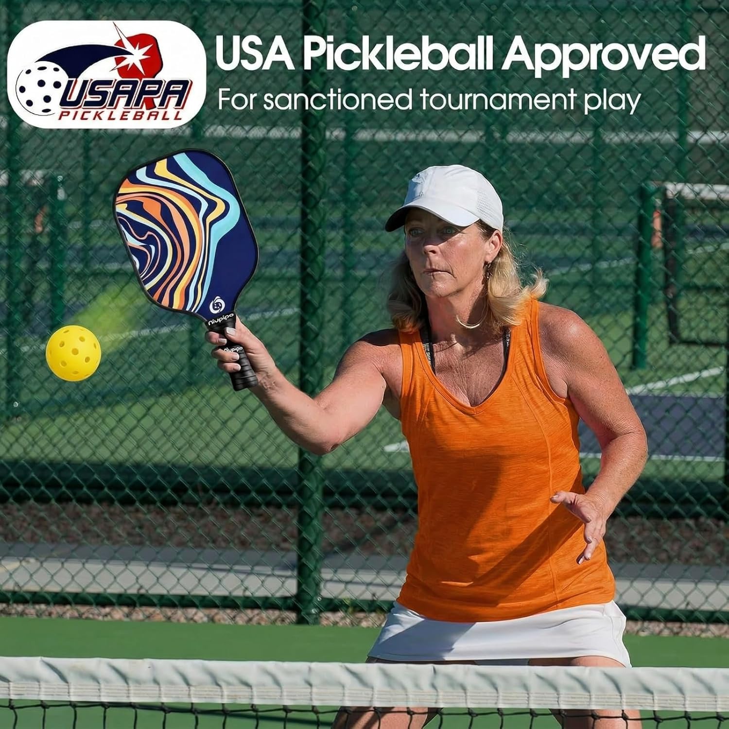 niupipo Pickleball Paddles Set of 2 or 4, USAPA Approved Fiberglass Pickleball Paddle Set with Balls and Bag, Polypropylene Honeycomb Core, Lightweight Pickleball Paddles for Beginners Men Women