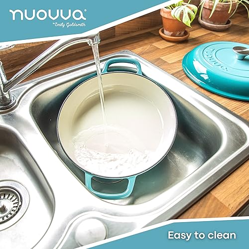 Miniatura 3 de Cazuela de hierro fundido poco profunda con tapa, olla de horno holandés antiadherente, apta para horno hasta 500  F, utensilios de cocina