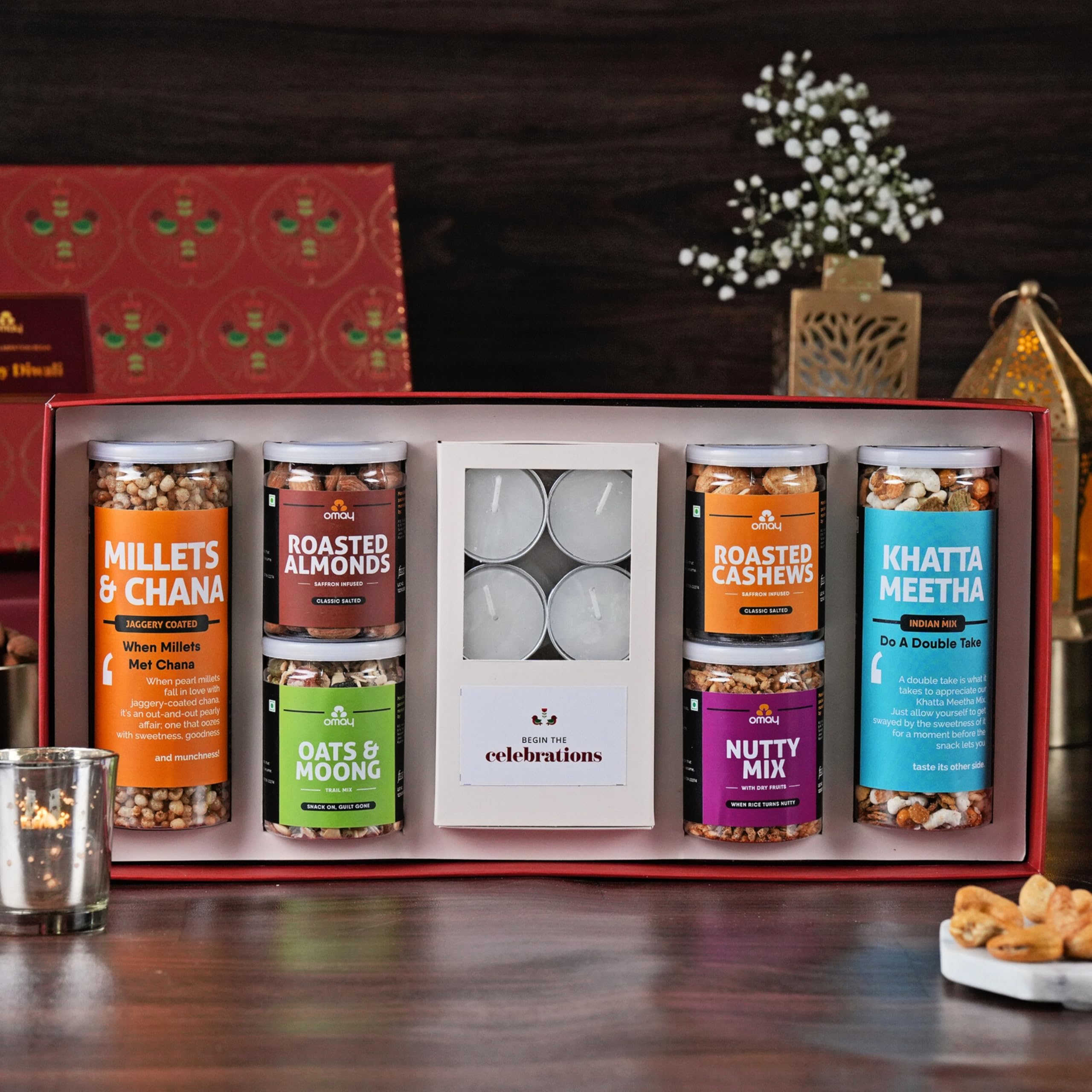Omay Foods 6 Pcs_Sparkling Celebrations Gift Box I New Years Gift Hamper I New Year Gifts I Premium Dry-fruits I Chocolate I Corporate New Year Hamper I Premium New Year Gift Box I Festive Hamper (B0BDFTF7BQ) Amazon Price History, Amazon Price Tracker