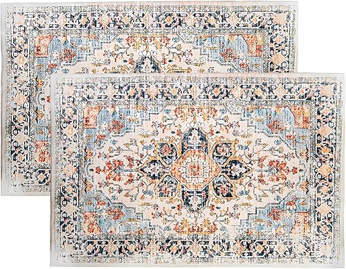 Miniatura 13 de 2 piezas de alfombrilla lavable para interiores de 24" x 36", antideslizante, alfombra de suelo retro, alfombra absorbente para entrada, alfombra