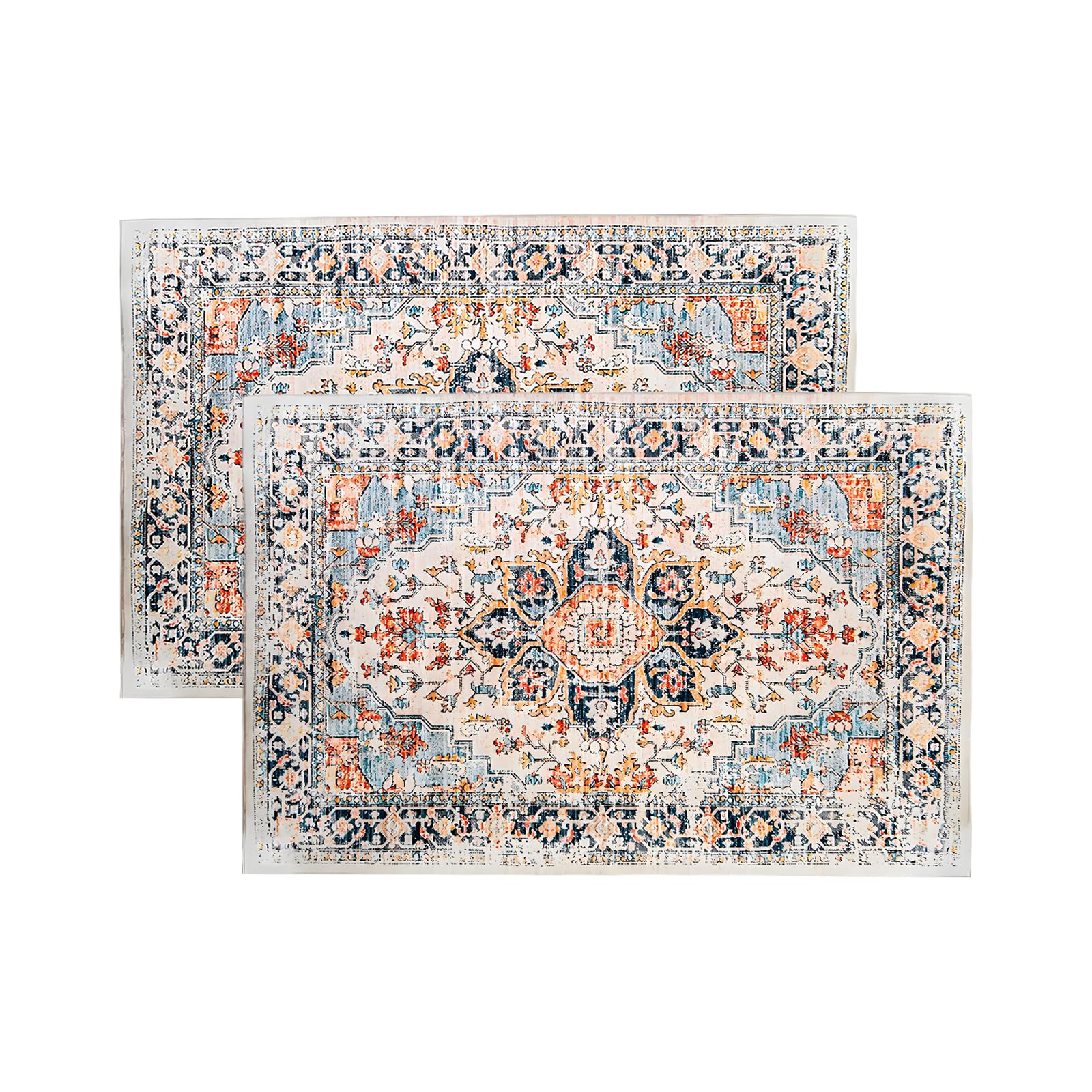 Photo 1 of Area Rugs 18" x 30" Washable Non Slip Retro Floor Mat Area Rug Absorbent Entrance Rug Distressed Front Door Mat,Welcome Mats Entryway Rug Doormats for Kitchen (Orange)