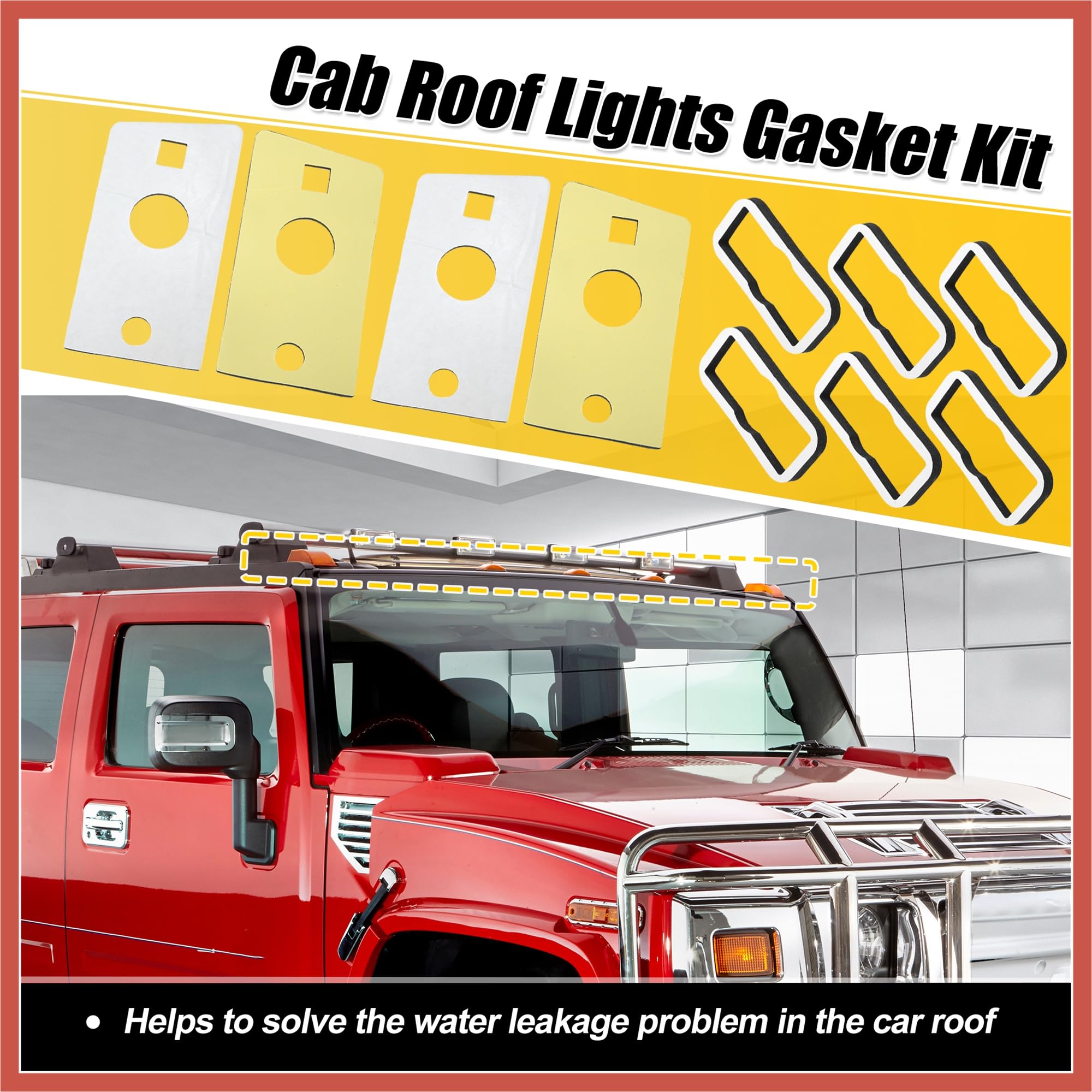 ACROPIX 1 Set Roof Cab Marker Light Gasket Clearance Running Lights Seal Kit for Hummer H2 Front Rear Cab Clearance Lights Running Lamp Cushion Double Self-Adhesive Car Parts