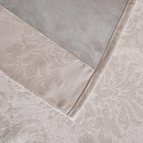 Miniatura 5 de Panel de cortina extra ancho de 102 pulgadas de ancho x 96 pulgadas de largo, color beige marfil con diseño de damasco en relieve. Cubre cocina,