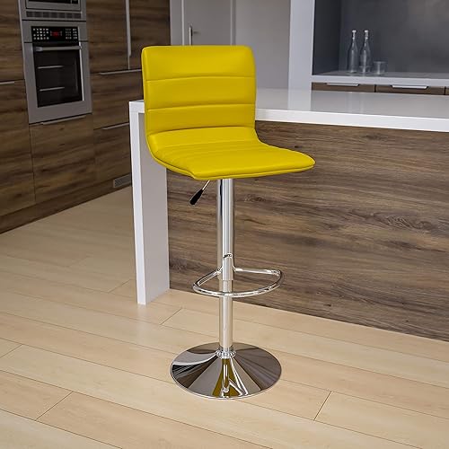 Miniatura 11 de Flash Funiture silla de bar ajustable con base cromada, Acero Vinilo, Marrón Marrón,Negro -,Gris,Blanco,Verde,Púrpura,Amarillo,Borgoña,Rojo -