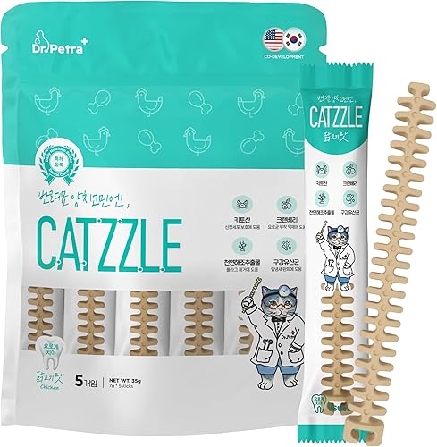 DR.PETRA CATZZLE Golosinas para gatos, masticables dentales para gatos de interior, limpieza de dientes de gato, aperitivos para el cuidado dental,