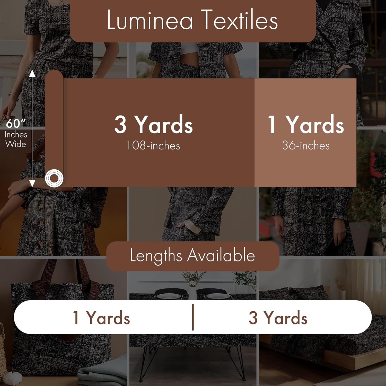 Chunky Textured Check Tweed Knit Fabric for Blazers, High Density Upholstery Material by The Yard for Sewing Dress Coat Jacket DIY Craft