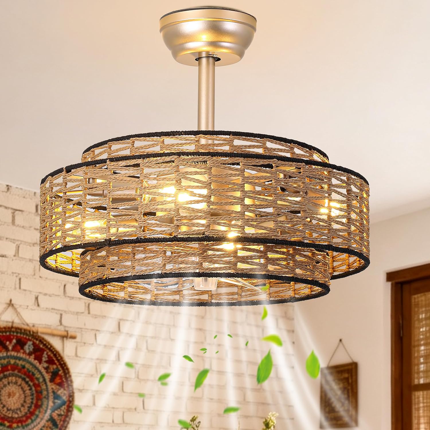 jorbeca 20" Fandelier Boho Caged Ceiling Fan