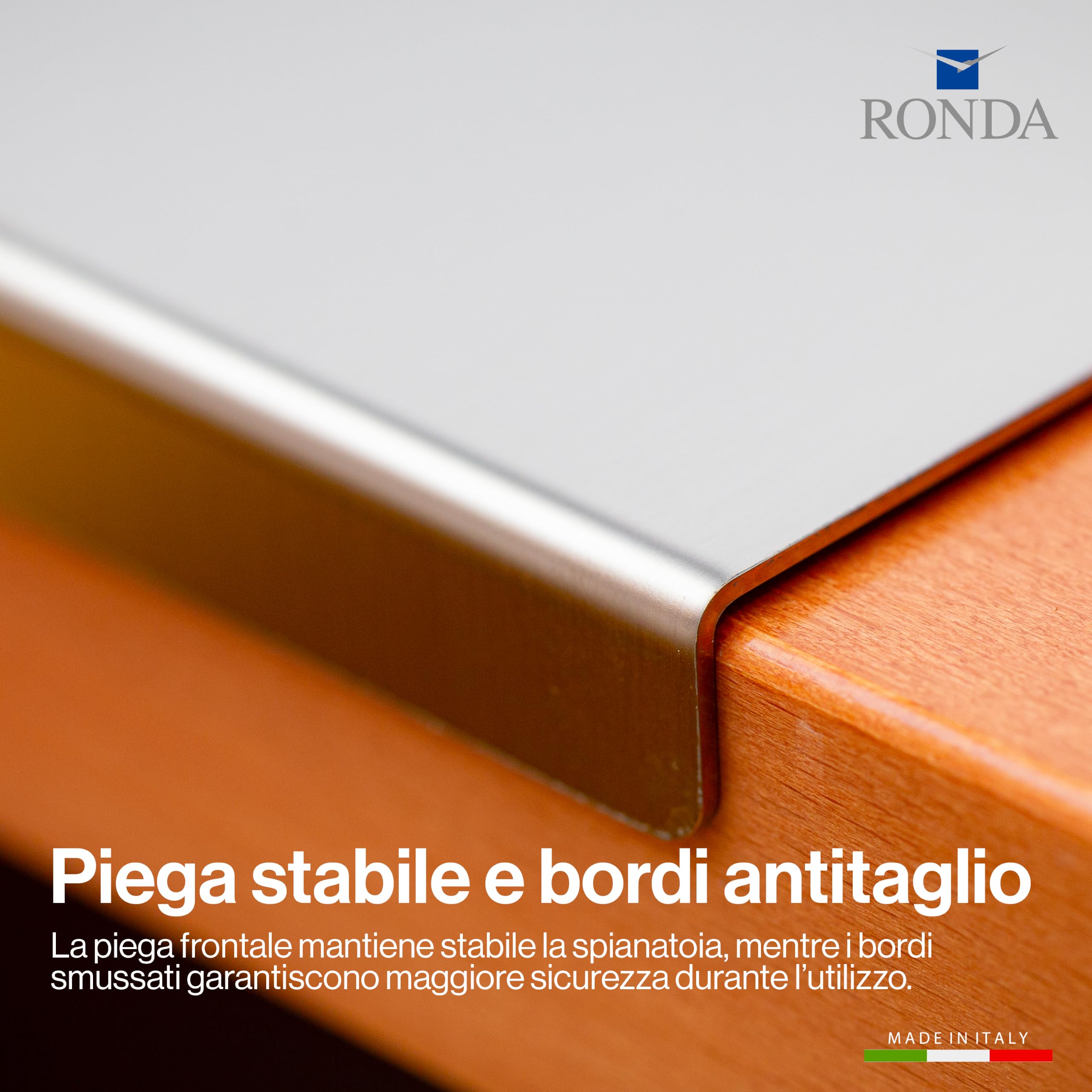 RONDA Tagliere Spianatoia Acciaio Inox 60x50 cm con Maniglia | Piano da Lavoro Alimentare Professionale, Antibatterico e Antiscivolo con Piega 2 cm per Impastare Pizza, Pane e Pasta