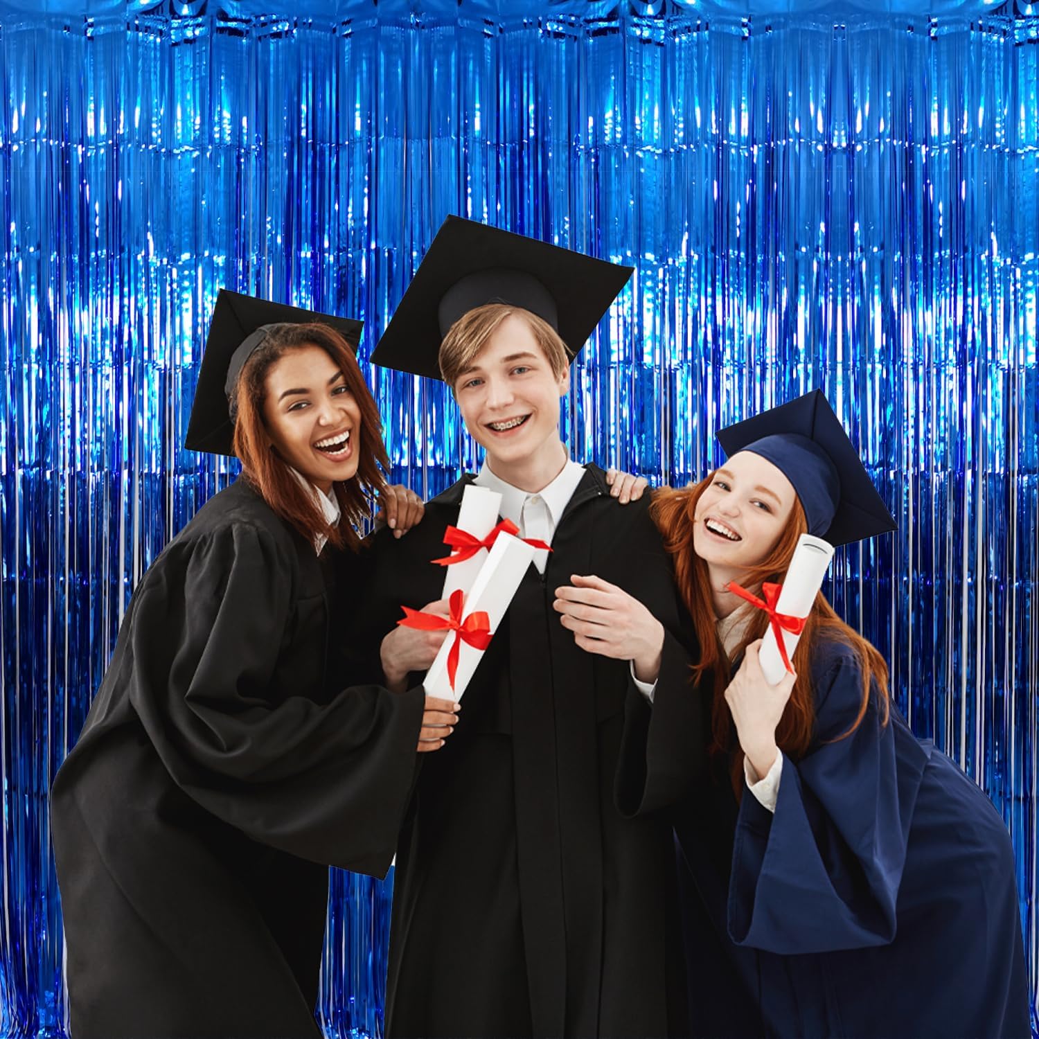 GOER 3.2 ft x 9.8 ft Metallic Tinsel Foil Fringe Curtains Party Photo Backdrop Party Streamers for Birthday,Graduation,New Year Eve Decorations Wedding Decor (Navy Blue,1 Pack) - Image 5