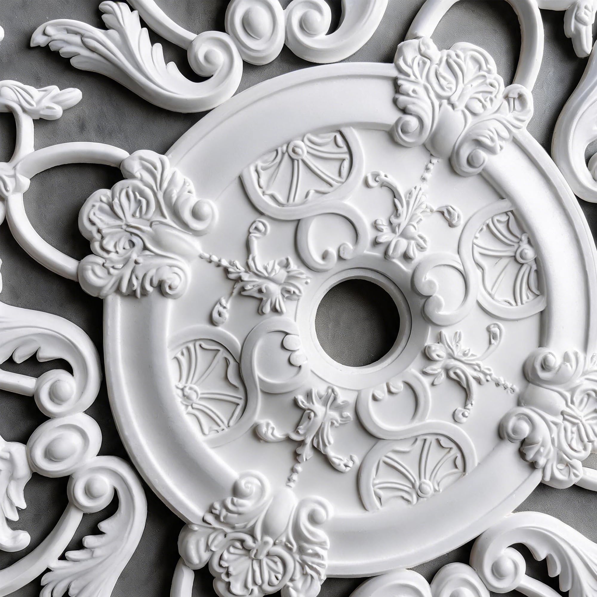 Rosone Lampadario Soffitto Bianco Polistirolo Decorativo