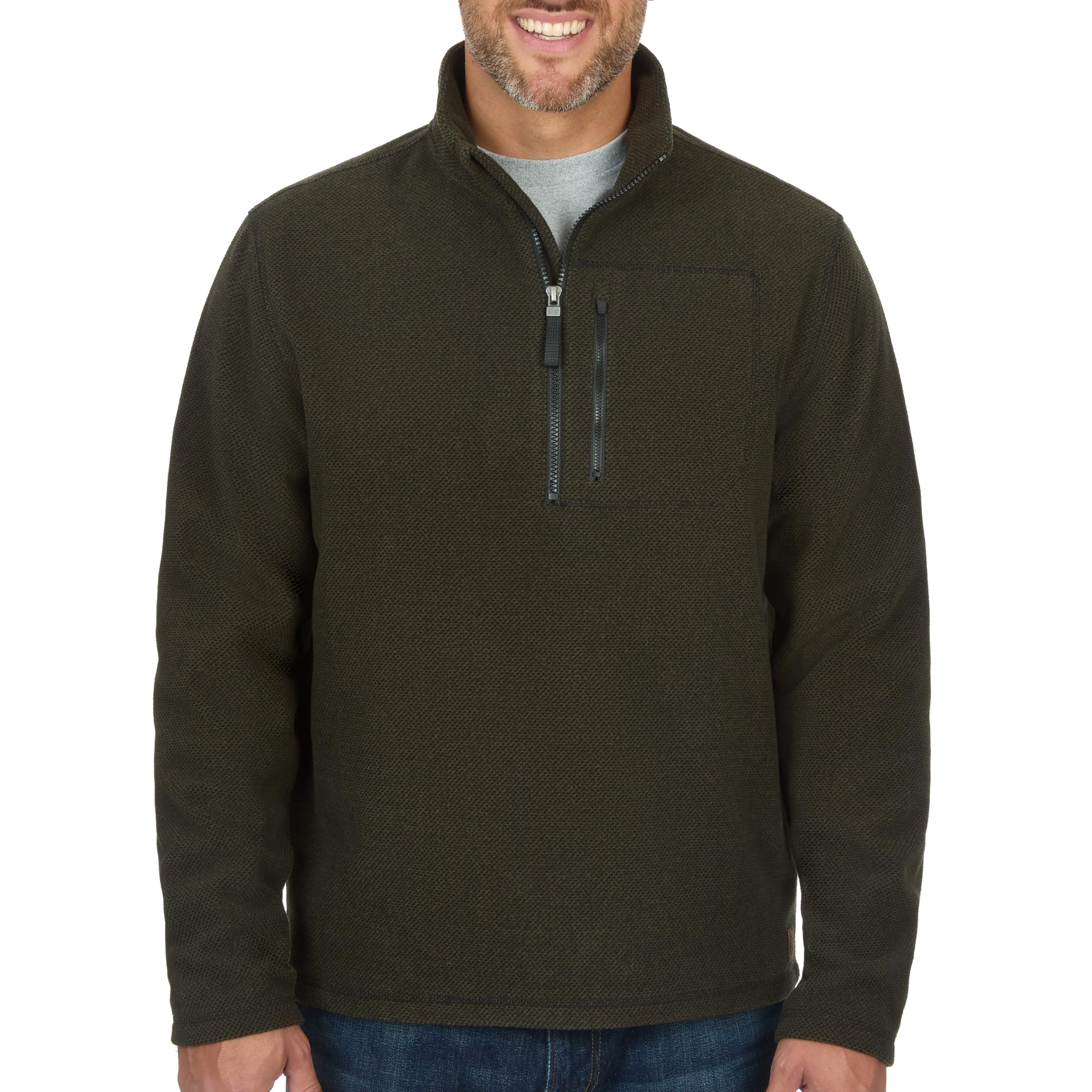 Coleman Men's Quarter Zip Pullover Knit Long Sleeve Sweatshirt with Zippered Chest Pocket and Stand-Up Collar