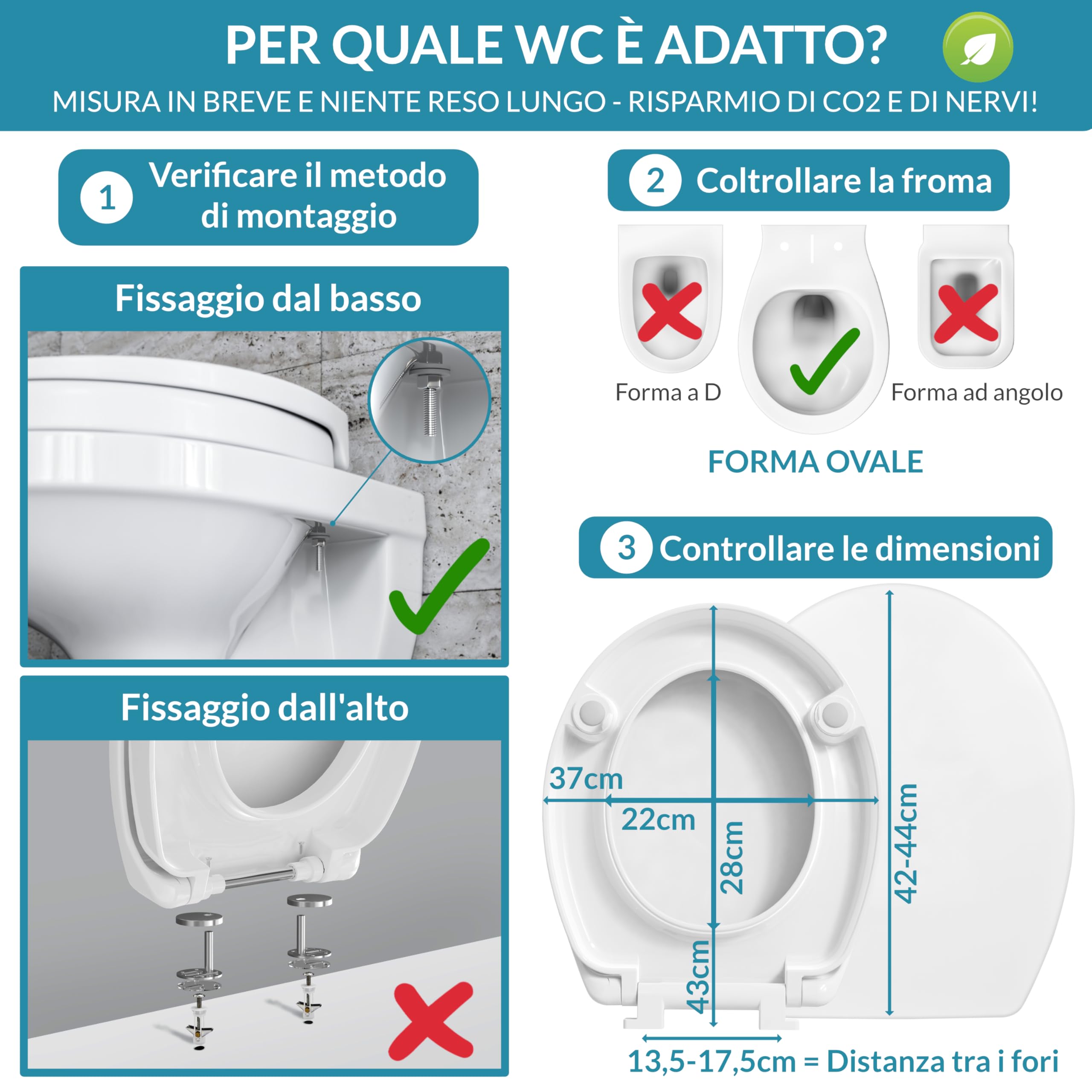 Rialzo WC Premium 5 cm in Duroplast (Fissaggio Inferiore) | WC per anziani e persone con mobilità ridotta, per maggiore comfort, con chiusura ammortizzata, Portata fino a 175 kg