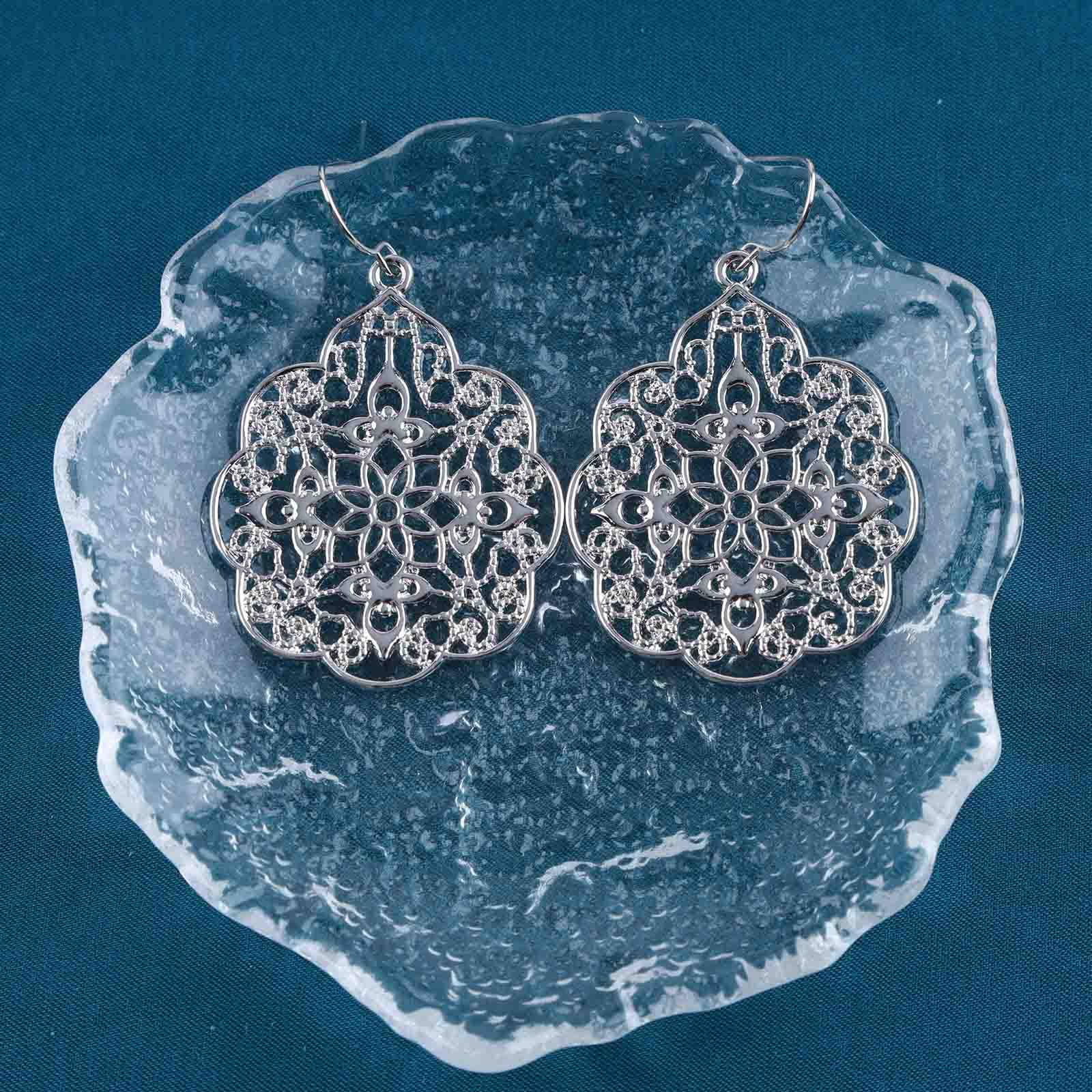 Orecchini Clip-On Grandi In Argento, Stile Retrò Con Filigrana E Goccia, Per Orecchie Non Forate