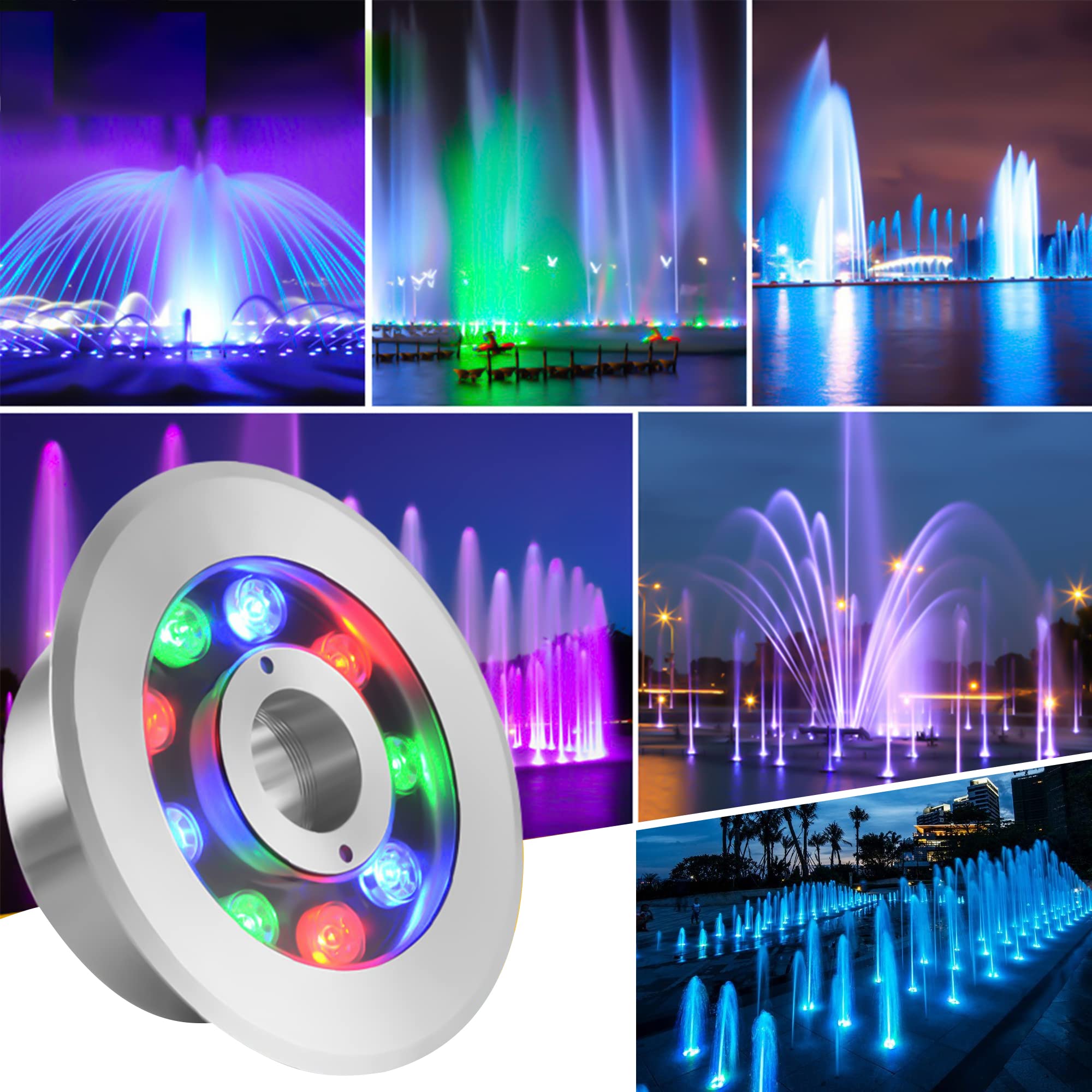 LED-Unterwasser-Poolbeleuchtung, IP68 wasserdichte farbige LED-Springbrunnenleuchte, 24 W Unterwasser-Gartenstrahler, dekorative Wasserfallleuchte für Teich, Pool, Spring,6w