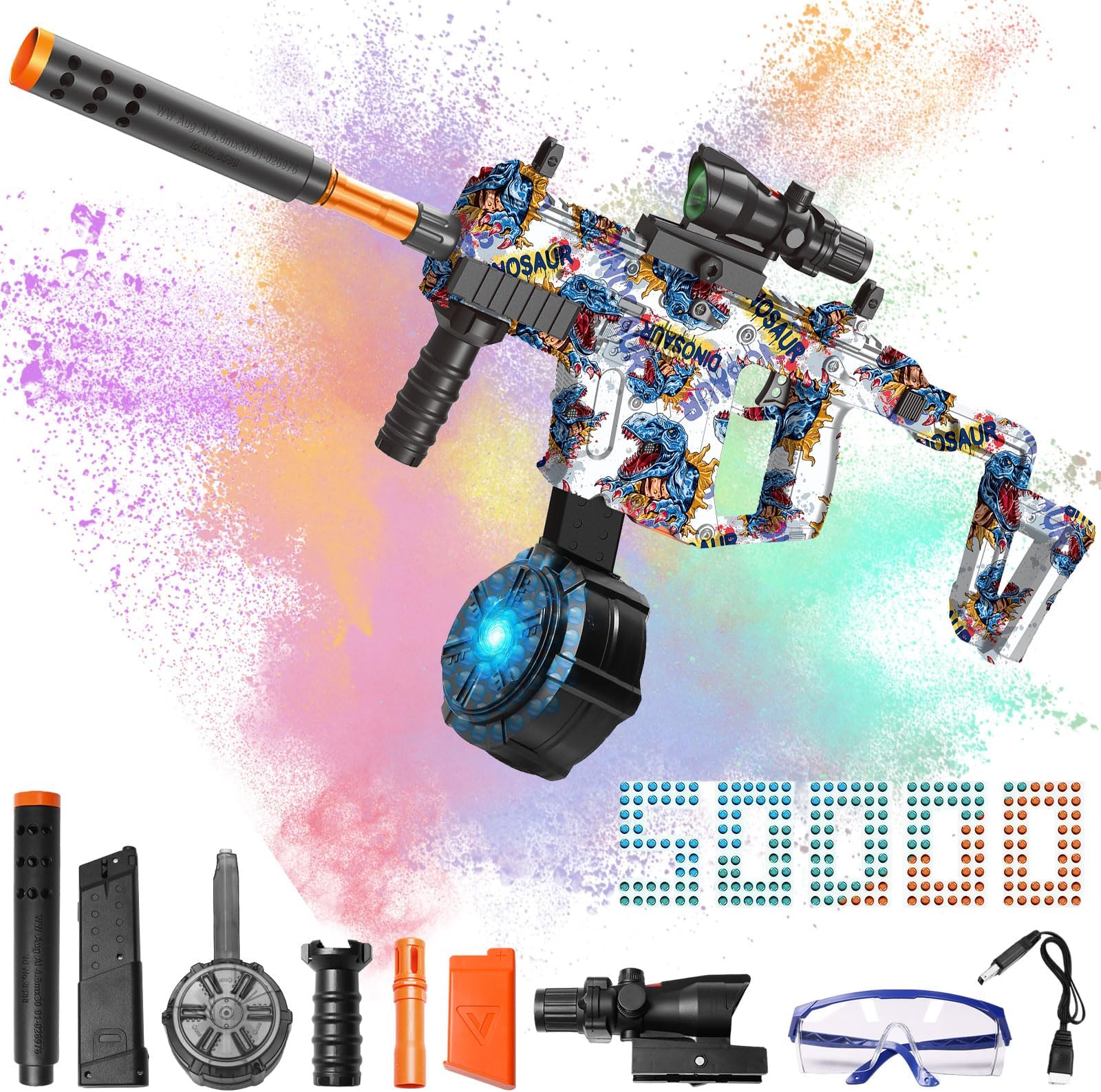 Gel Blaster Splatter Automatic Splatter Ball Toy Rechargeable with Goggles and Ammo Drum, Outdoor Activities Shooting Game Party for Kids 14+