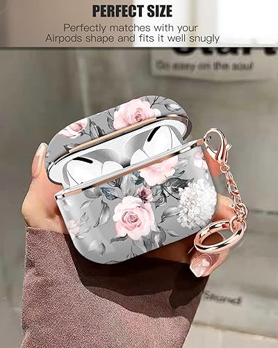 Miniatura 8 de Funda para Airpod Pro 2, linda funda protectora para Airpod Pro de 2 generación, a prueba de golpes, con llavero de oro rosa para niñas, mujeres y